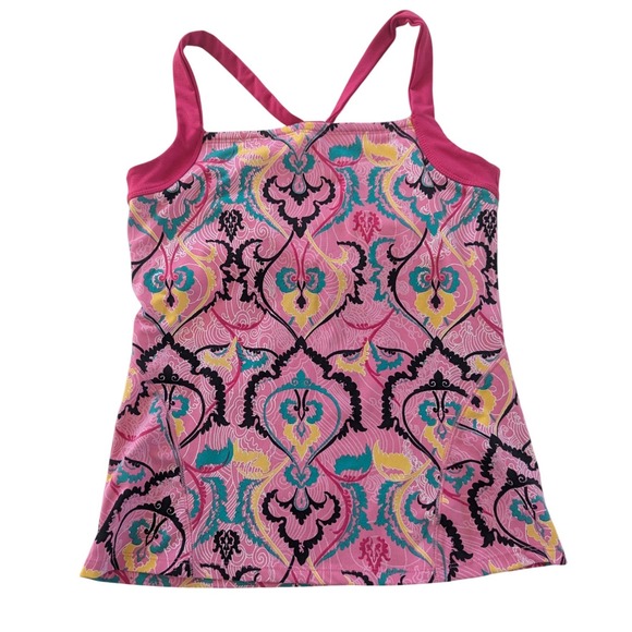 Soybu Tops - Soybu Tank Top Womens Medium Pink Paisley Damask Built-in Bra Strappy Back